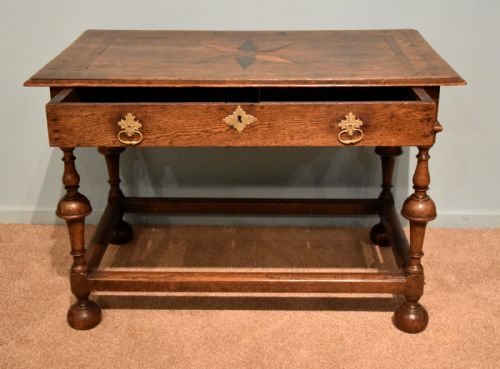 WILLIAM AND MARY INLAID COUNTRY SIDE TABLE - ADDITIONAL PHOTO 1