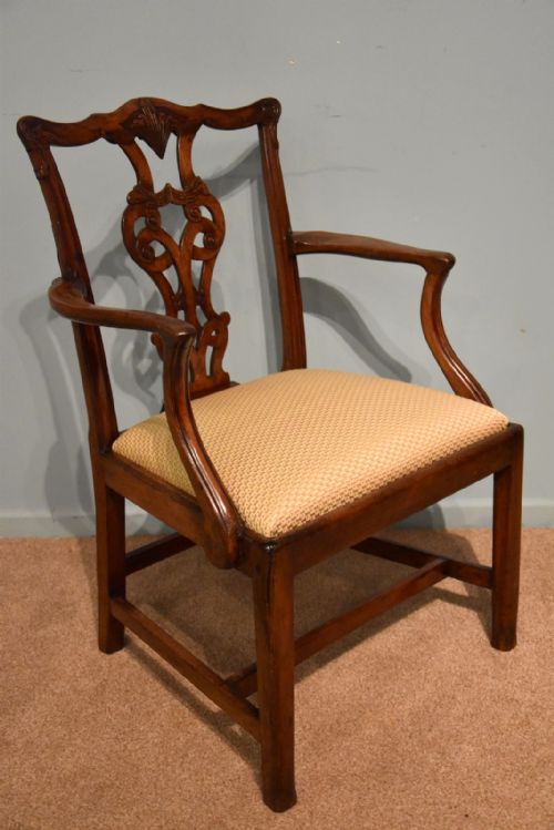 CHIPPENDALE PERIOD WALNUT ARMCHAIR - ADDITIONAL PHOTO 2