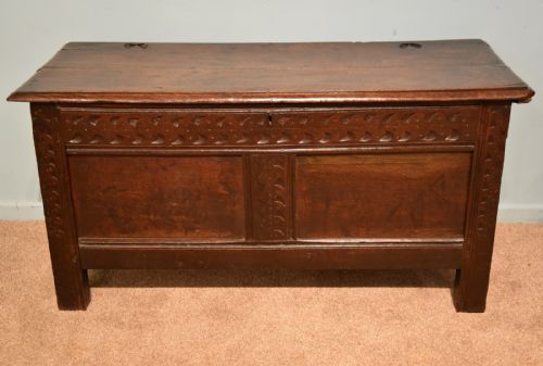 17th century oak carved coffer - CATEGORY: ANTIQUE CHESTS - DATED 19TH CENTURY