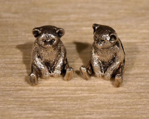 silver teddy bear menuname holders - CATEGORY: ANTIQUE SILVER - DATED 1910
