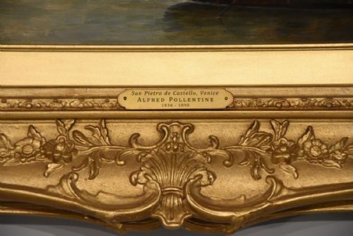 OIL PAINTING BY ALFRED POLLENTINE SAN PIETRO DE CASTELLO VENICE - ADDITIONAL PHOTO 3