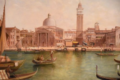 OIL PAINTING BY ALFRED POLLENTINE SAN PIETRO DE CASTELLO VENICE - ADDITIONAL PHOTO 4