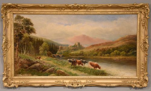 oil painting by henry harris lyncliff castle - CATEGORY: ANTIQUE ART - DATED 19TH CENTURY