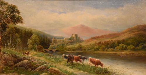 OIL PAINTING BY HENRY HARRIS LYNCLIFF CASTLE - ADDITIONAL PHOTO 1