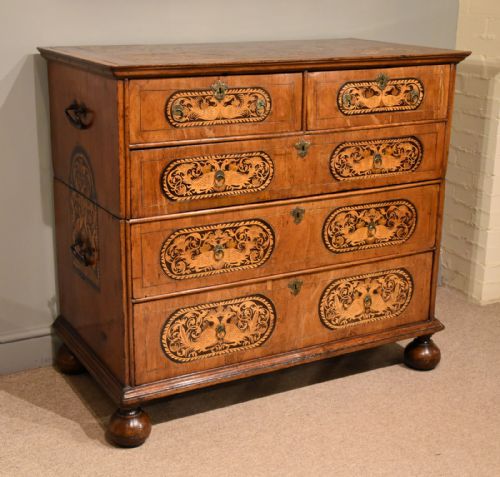 WILLIAM AND MARY MARQUETRY CHEST OF DRAWERS - ADDITIONAL PHOTO 1