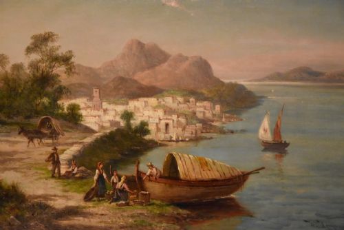 OIL PAINTING 'ON THE TIBER ITALY' BY WILLIAM RAYMOND DOMMERSEN - ADDITIONAL PHOTO 1