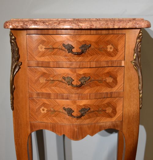 FRENCH MARBLE TOPPED BEDSIDE TABLES - ADDITIONAL PHOTO 2