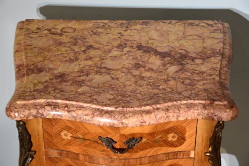 FRENCH MARBLE TOPPED BEDSIDE TABLES - ADDITIONAL PHOTO 3