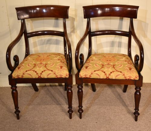 william iv mahogany pair armchairs - CATEGORY: ANTIQUE CHAIRS - DATED 19TH CENTURY