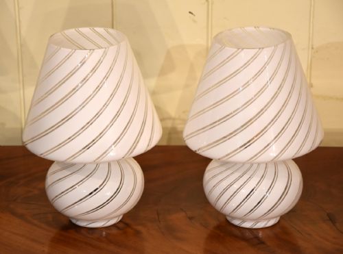 white murano lamps 1955 - CATEGORY: ANTIQUE LIGHTING - DATED 1950