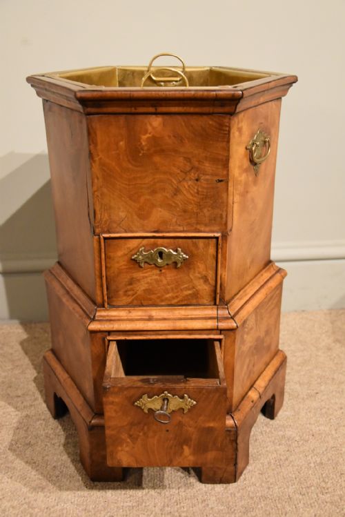 TEA STOVE PLANTER WINE COOLER DUTCH HEXAGONAL WALNUT - ADDITIONAL PHOTO 2
