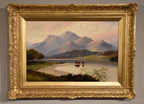 oil painting by henry robinson hall the silver strand loch katrine - CATEGORY: ANTIQUE ART - DATED 19TH CENTURY