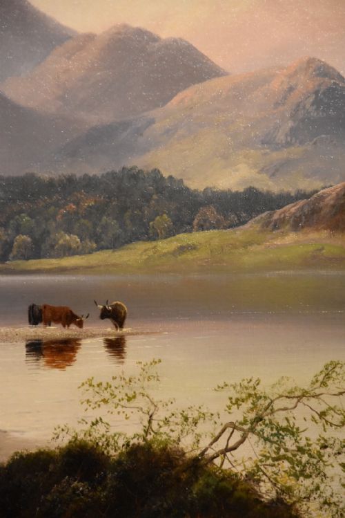 OIL PAINTING BY HENRY ROBINSON HALL THE SILVER STRAND LOCH KATRINE - ADDITIONAL PHOTO 2