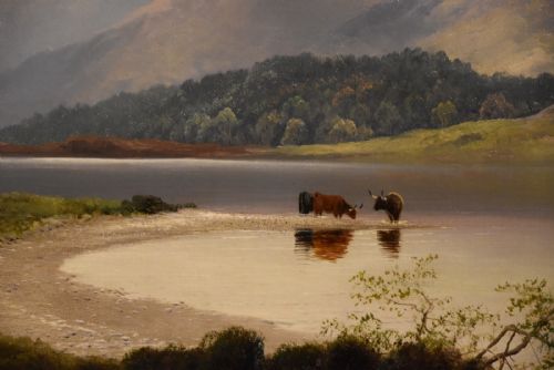 OIL PAINTING BY HENRY ROBINSON HALL THE SILVER STRAND LOCH KATRINE - ADDITIONAL PHOTO 3
