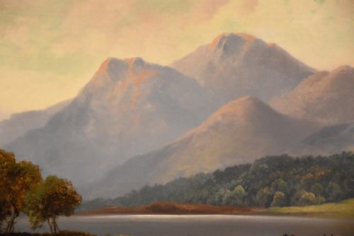 OIL PAINTING BY HENRY ROBINSON HALL THE SILVER STRAND LOCH KATRINE - ADDITIONAL PHOTO 4