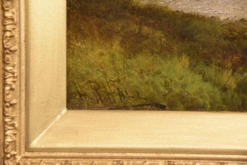 OIL PAINTING BY HENRY ROBINSON HALL THE SILVER STRAND LOCH KATRINE - ADDITIONAL PHOTO 5