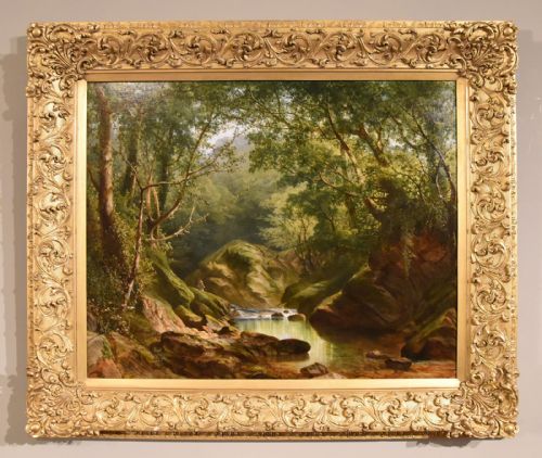 oil painting by william williams on the erme ivy bridge devon - CATEGORY: ANTIQUE ART - DATED 19TH CENTURY