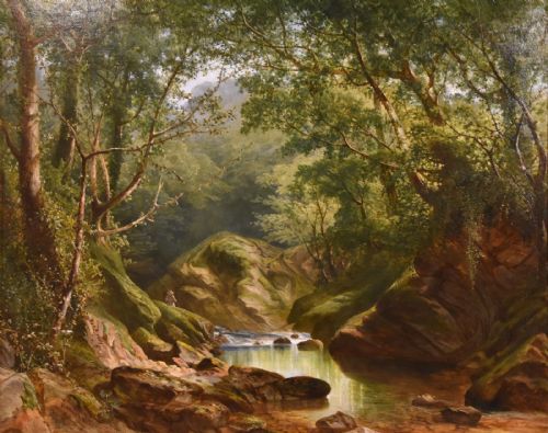 OIL PAINTING BY WILLIAM WILLIAMS ON THE ERME IVY BRIDGE DEVON - ADDITIONAL PHOTO 1