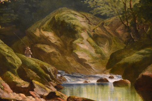 OIL PAINTING BY WILLIAM WILLIAMS ON THE ERME IVY BRIDGE DEVON - ADDITIONAL PHOTO 2