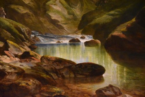 OIL PAINTING BY WILLIAM WILLIAMS ON THE ERME IVY BRIDGE DEVON - ADDITIONAL PHOTO 3