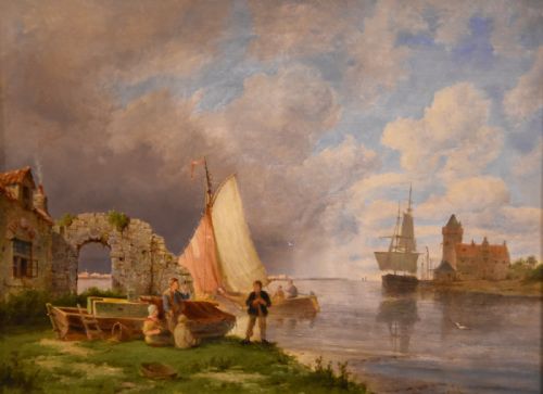 OIL PAINTING BY PIETER CORNELIS DOMMERSEN ON HET SPAARN NEAR HAARLEM HOLLAND - ADDITIONAL PHOTO 1