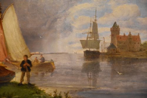 OIL PAINTING BY PIETER CORNELIS DOMMERSEN ON HET SPAARN NEAR HAARLEM HOLLAND - ADDITIONAL PHOTO 4
