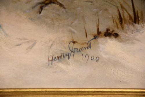 OIL PAINTING BY HENRY GRANT PARTRIDGES IN THE SNOW - ADDITIONAL PHOTO 6