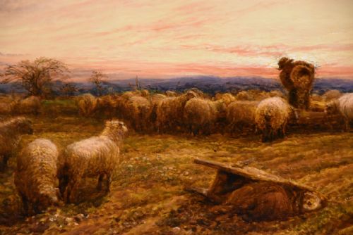 OIL PAINTING BY JOHN LINNELL ROYAL ACADEMY FEEDING SHEEP - ADDITIONAL PHOTO 1