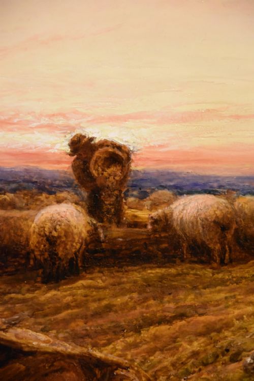 OIL PAINTING BY JOHN LINNELL ROYAL ACADEMY FEEDING SHEEP - ADDITIONAL PHOTO 2