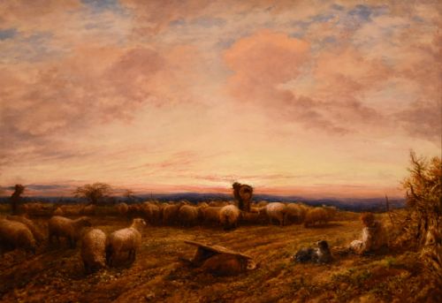 OIL PAINTING BY JOHN LINNELL ROYAL ACADEMY FEEDING SHEEP - ADDITIONAL PHOTO 5