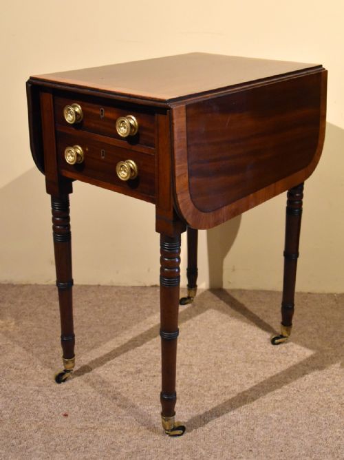 SEWING TABLE SIDE TABLE MAHOGANY AND SATINWOOD - ADDITIONAL PHOTO 1