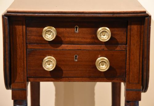 SEWING TABLE SIDE TABLE MAHOGANY AND SATINWOOD - ADDITIONAL PHOTO 2
