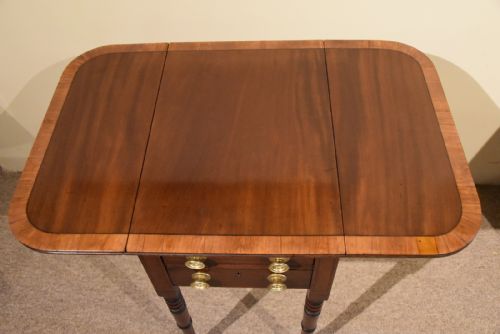 SEWING TABLE SIDE TABLE MAHOGANY AND SATINWOOD - ADDITIONAL PHOTO 3