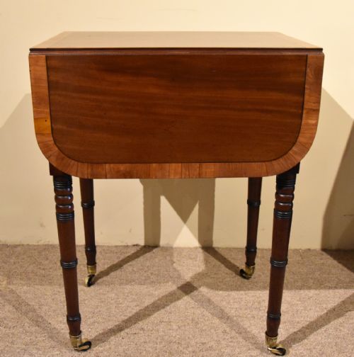 SEWING TABLE SIDE TABLE MAHOGANY AND SATINWOOD - ADDITIONAL PHOTO 4