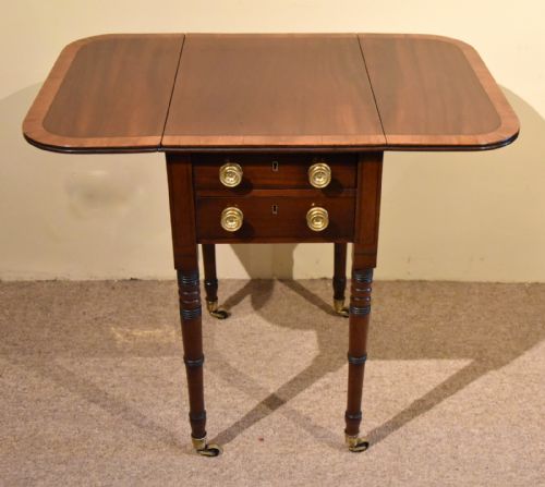 SEWING TABLE SIDE TABLE MAHOGANY AND SATINWOOD - ADDITIONAL PHOTO 5