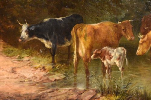OIL PAINTING BY SAMUEL JOSEPH CLARK THE COW MAID - ADDITIONAL PHOTO 3