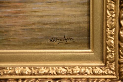 OIL PAINTING PAIR BY HENRY WITHERSPOON BARGE ENTERING DOVER HARBOUR - ADDITIONAL PHOTO 2
