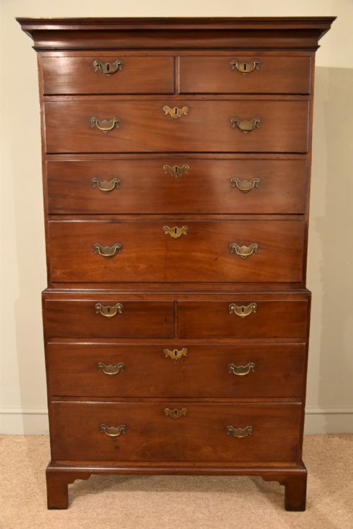 george ii mahogany chest on chest - CATEGORY: ANTIQUE CHEST OF DRAWERS - DATED 18TH CENTURY