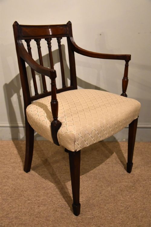 PAIR ARMCHAIRS GEORGE III MAHOGANY SHERATON PERIOD - ADDITIONAL PHOTO 1