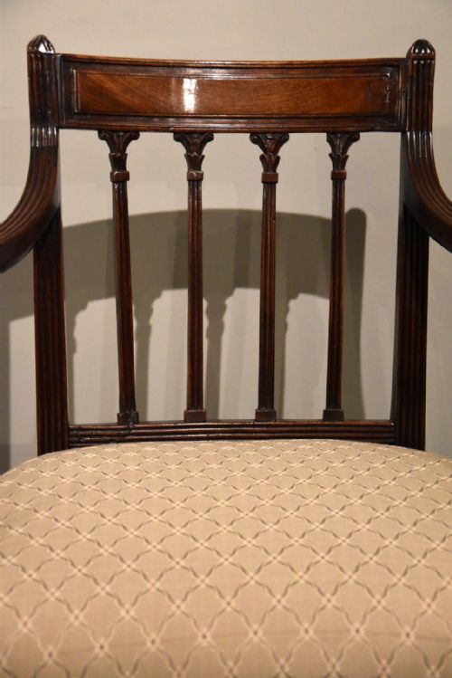 PAIR ARMCHAIRS GEORGE III MAHOGANY SHERATON PERIOD - ADDITIONAL PHOTO 4