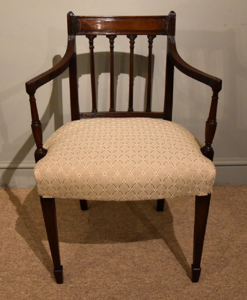 PAIR ARMCHAIRS GEORGE III MAHOGANY SHERATON PERIOD - ADDITIONAL PHOTO 5