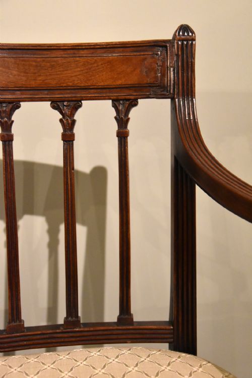 PAIR ARMCHAIRS GEORGE III MAHOGANY SHERATON PERIOD - ADDITIONAL PHOTO 6