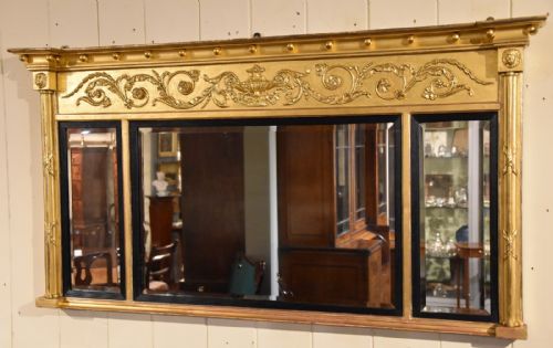 a gilded overmantle mirror mid 19th century - CATEGORY: ANTIQUE MIRRORS - DATED 19TH CENTURY