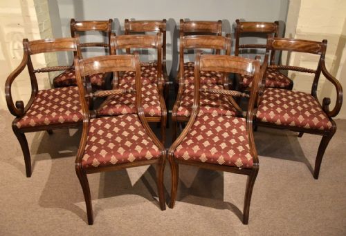 ten regency rope back dining chairs - CATEGORY: ANTIQUE CHAIRS - DATED REGENCY