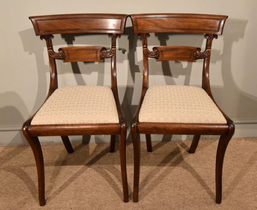 pair regency mahogany side chairs - CATEGORY: ANTIQUE CHAIRS - DATED REGENCY