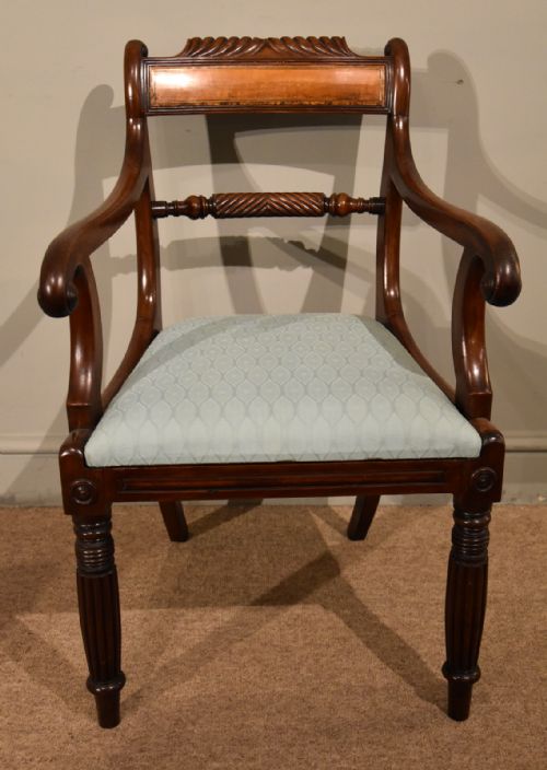 regency armchair rope back with satinwood inlay - CATEGORY: ANTIQUE CHAIRS - DATED REGENCY