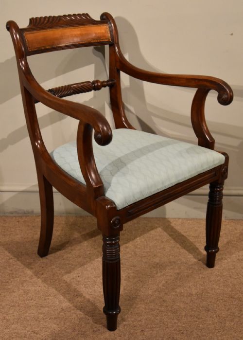 REGENCY ARMCHAIR ROPE BACK WITH SATINWOOD INLAY - ADDITIONAL PHOTO 1