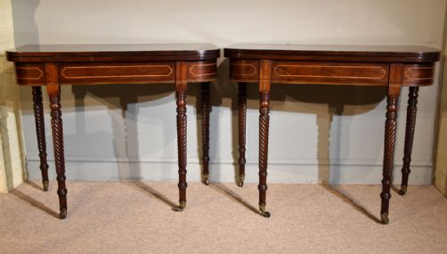 PAIR REGENCY TEA TABLES INLAID BOX AND EBONY - ADDITIONAL PHOTO 1