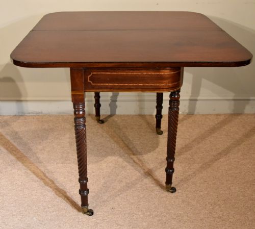 PAIR REGENCY TEA TABLES INLAID BOX AND EBONY - ADDITIONAL PHOTO 3