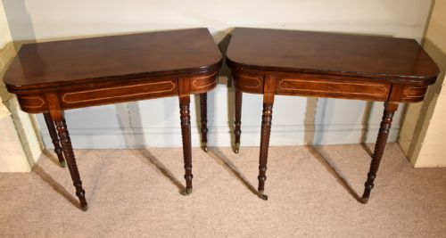 PAIR REGENCY TEA TABLES INLAID BOX AND EBONY - ADDITIONAL PHOTO 6